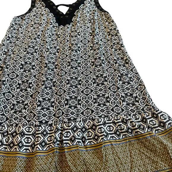 Hazel Anthrpologie Sleeveless Shift Dress Bohemian Print Flowy Size Medium Women - Picture 5 of 11